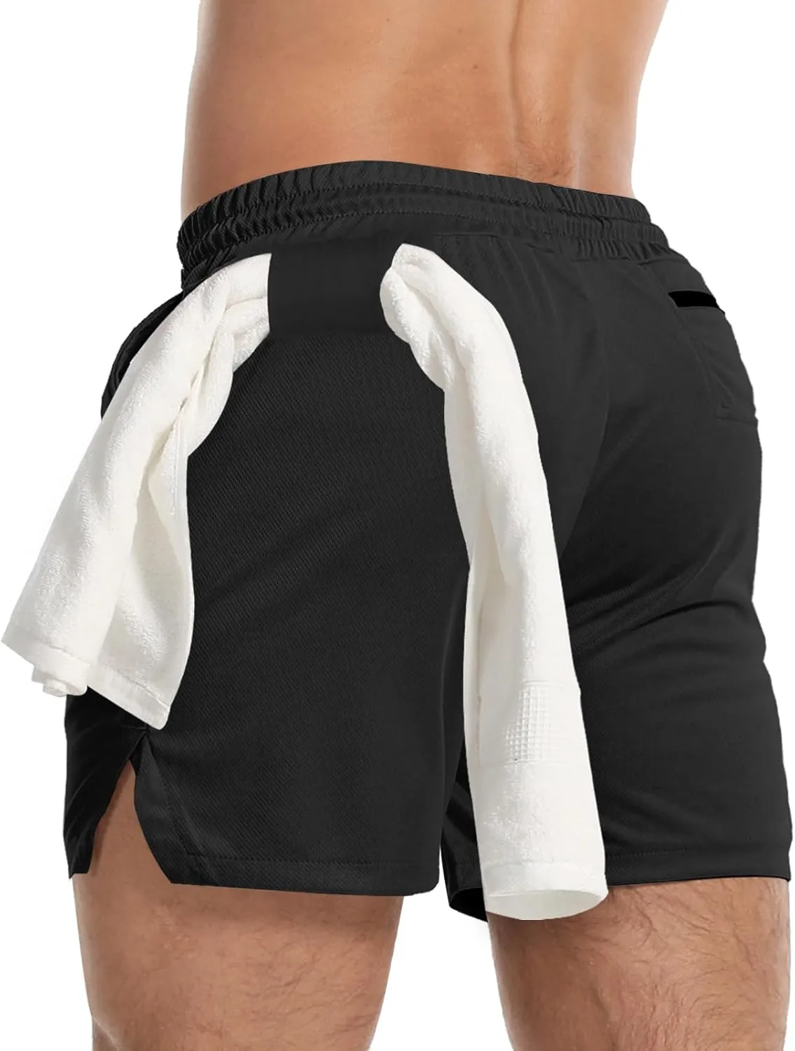 Aolesy Men's Gym Workout Shorts 5" Lightweight Bodybuilding Athletic Shorts Running Training with Zip Pockets & Towel Loop
