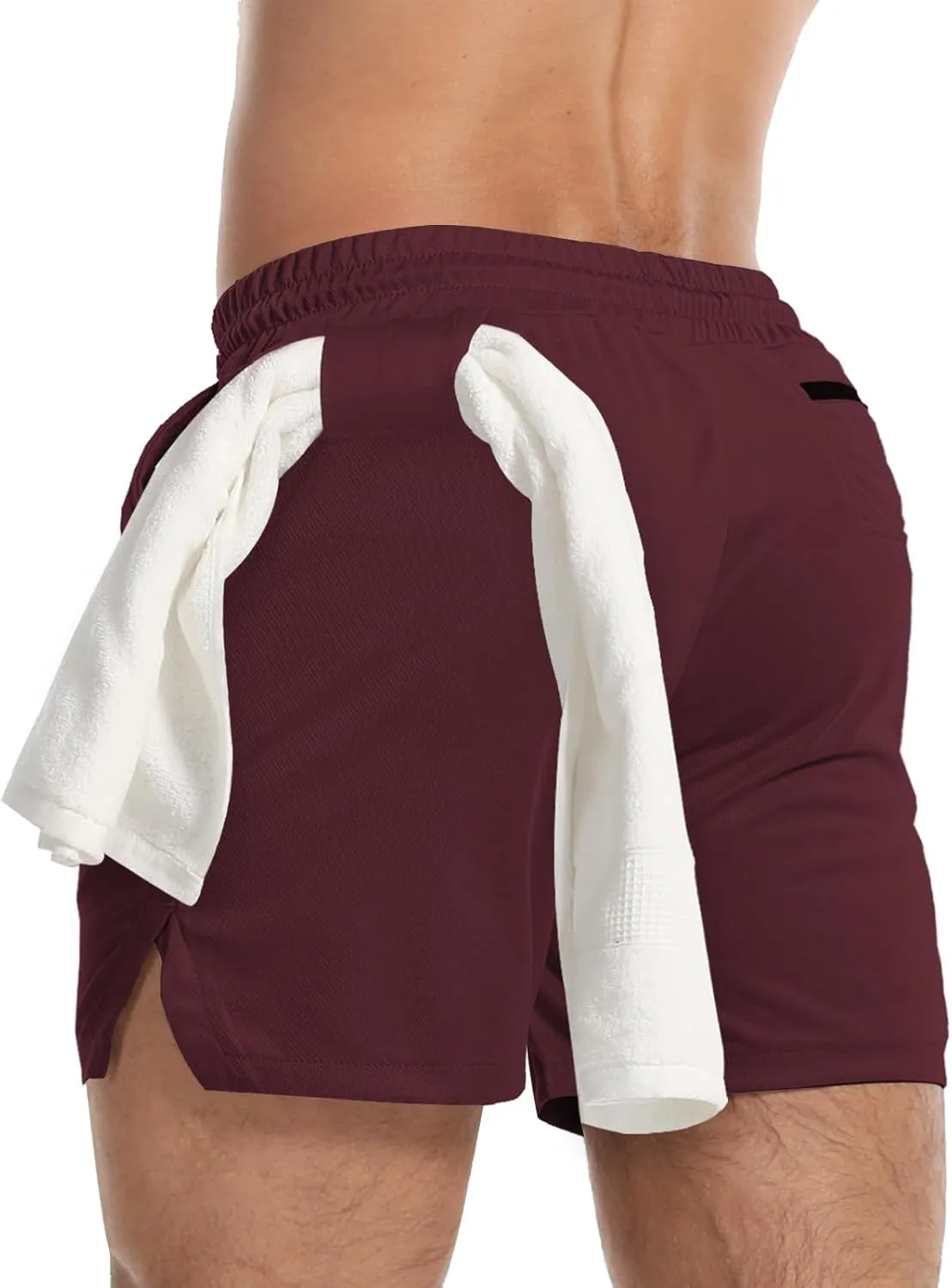 Aolesy Men's Gym Workout Shorts 5" Lightweight Bodybuilding Athletic Shorts Running Training with Zip Pockets & Towel Loop