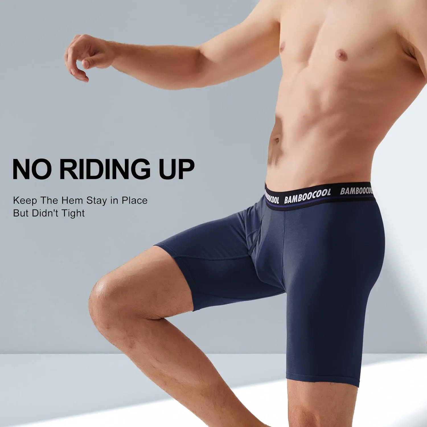 BAMBOO COOL Men's Long Boxer Briefs Performance Long Leg Sports Boxer Brief Underwear MultiPack