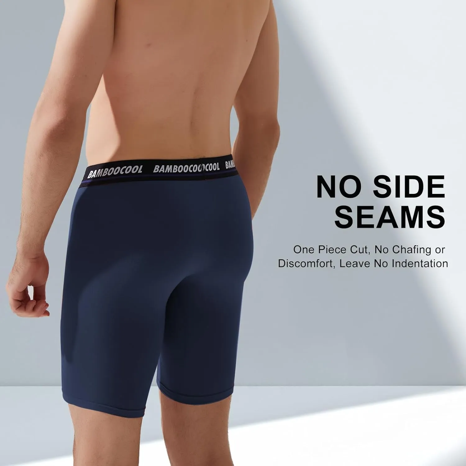 BAMBOO COOL Men's Long Boxer Briefs Performance Long Leg Sports Boxer Brief Underwear MultiPack