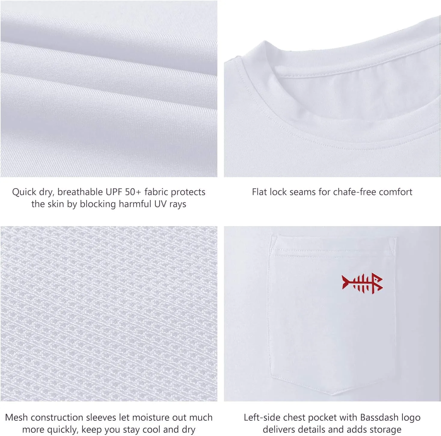 BASSDASH Men??s UPF 50  Performance Long Sleeve T-Shirt UV Sun Protection Fishing Hiking Sports Shirts