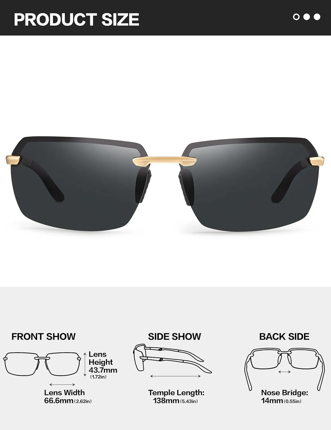 BIRCEN Polarized Sunglasses for Men - UV Protection Sports Sun Glasses Classic Black Shades for Driving Fishing