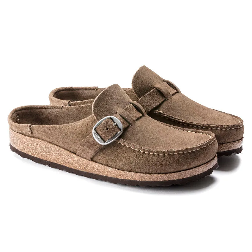 Birkenstock Womens Buckley Suede Leather Clogs in Grey Taupe
