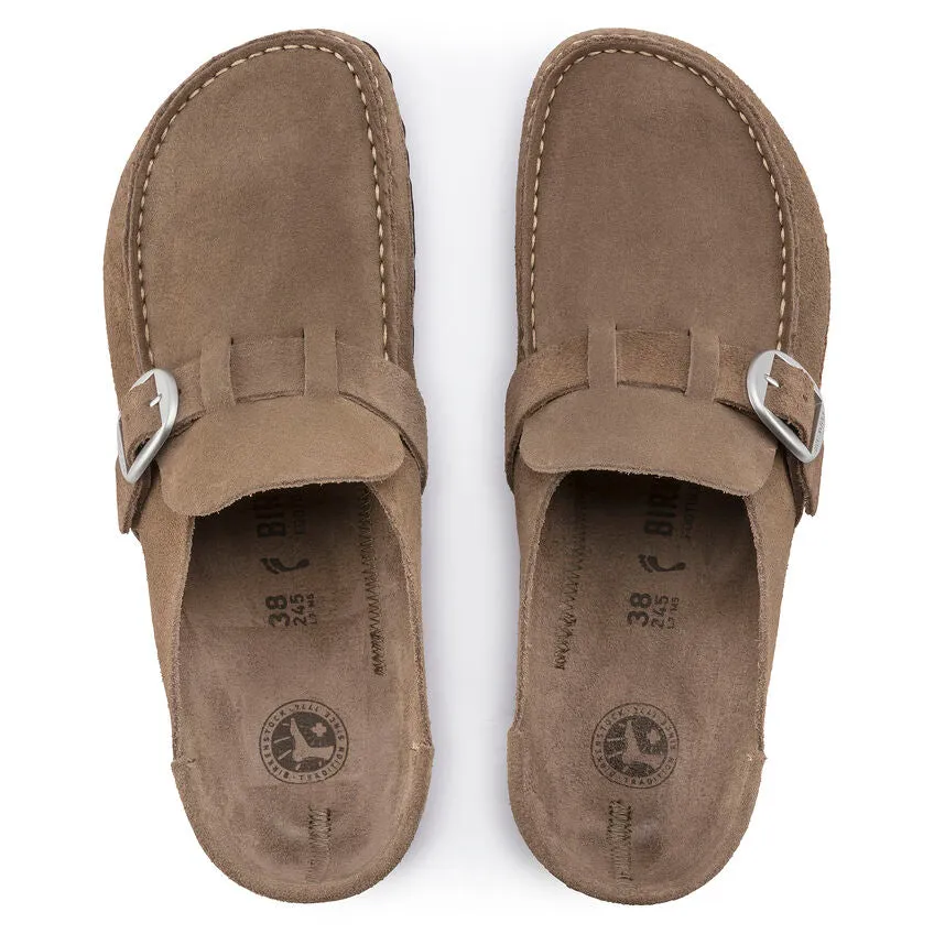 Birkenstock Womens Buckley Suede Leather Clogs in Grey Taupe