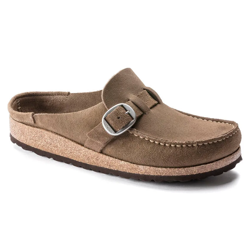 Birkenstock Womens Buckley Suede Leather Clogs in Grey Taupe