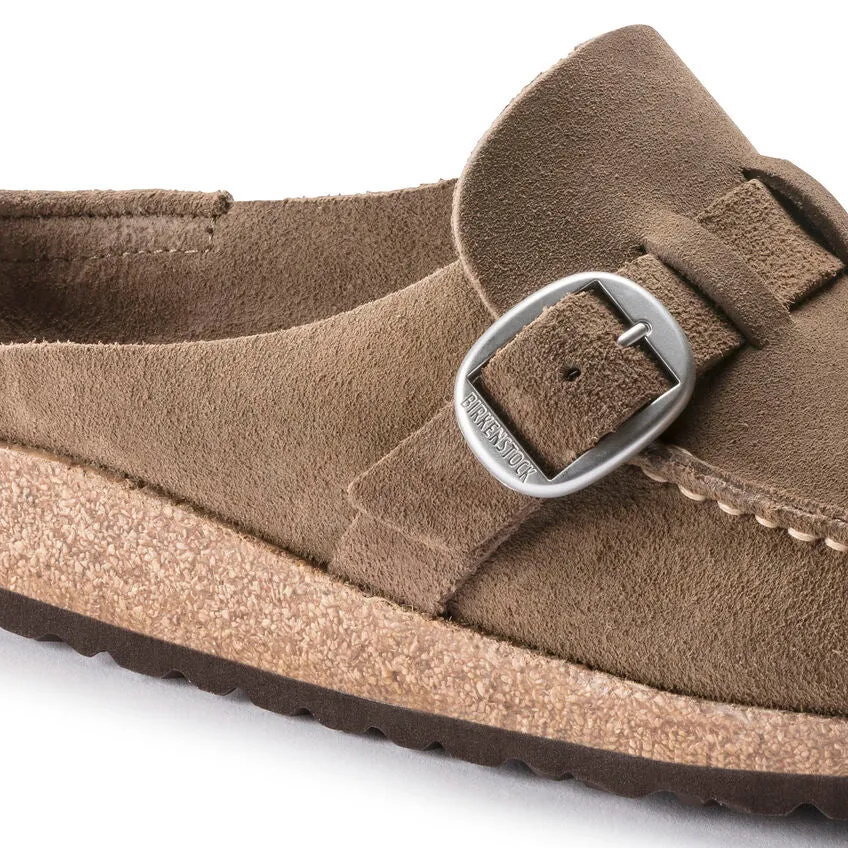 Birkenstock Womens Buckley Suede Leather Clogs in Grey Taupe