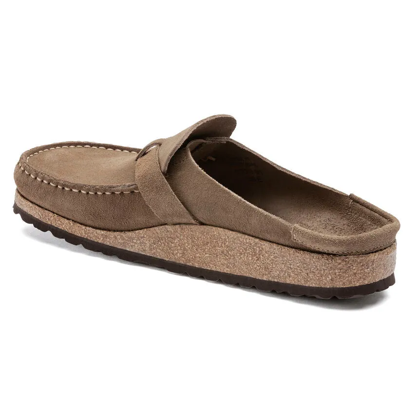 Birkenstock Womens Buckley Suede Leather Clogs in Grey Taupe