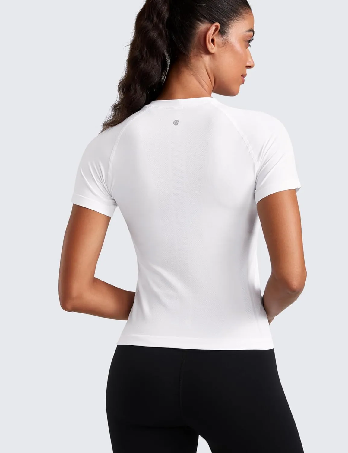 CRZ YOGA Seamless Short Sleeve Shirts for Women Breathable Running Workout Tops Athletic Gym Yoga Basic T-Shirts