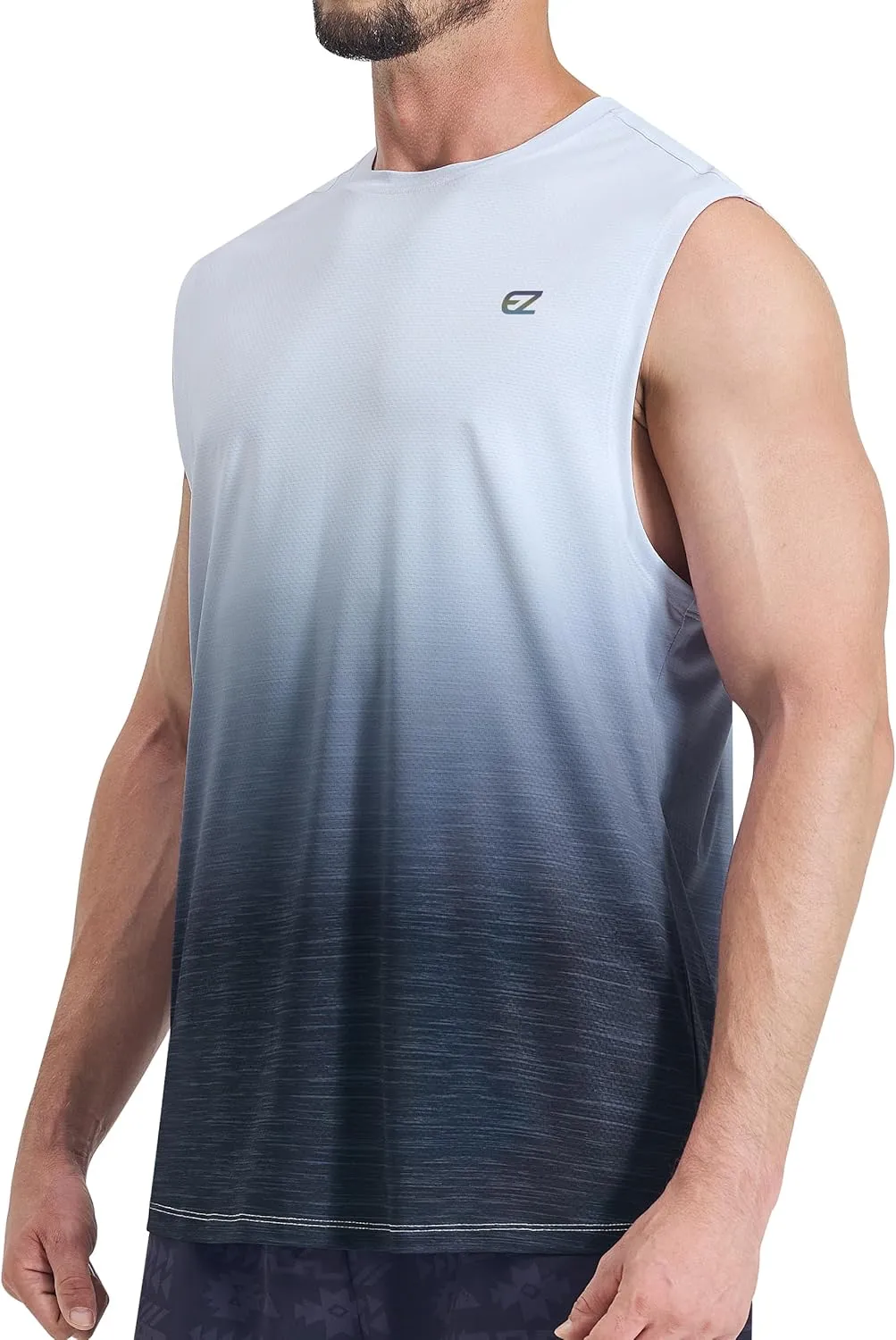 EZRUN Men's Workout Sleeveless Shirts Quick Dry Muscle Swim Shirt Gym Fitness Running Beach Tank Tops