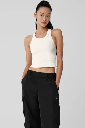 Ivory Ribbed Goddess Essential Tank Top