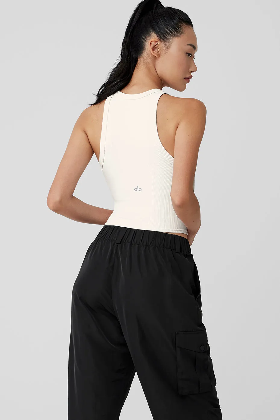 Ivory Ribbed Goddess Essential Tank Top