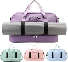 Personalized Sport Gym Bags, Custom Embroidered Name Duffle Bag with Wet Dry Pockets & Shoe Compartment, Large Capacity Waterproof for Camping Travel Weekender Overnight, Bridesmaid Bag, Party Gifts