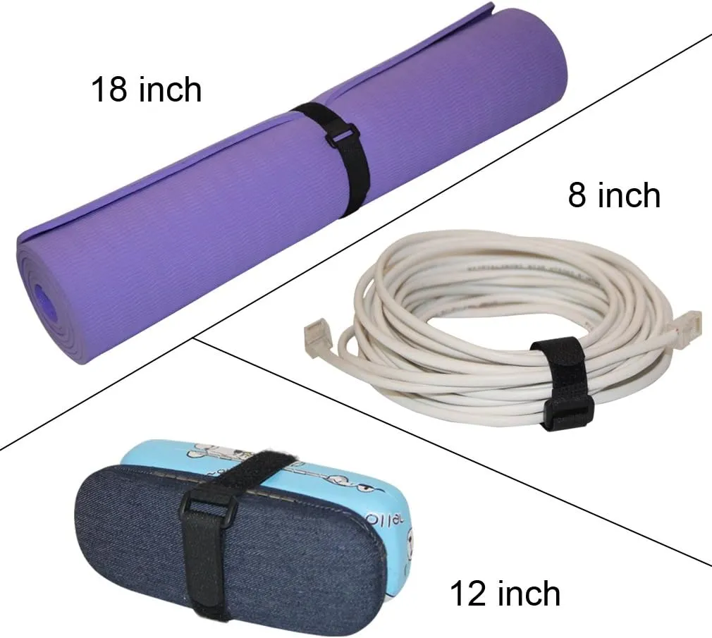 Reusable Fastening Cable Straps and Cable Ties Set 20 Pack(8"-12"-18"), Adjustable Multi-Purpose Hook and Loop Cord Ties to Keep Cords Organized and Tidy