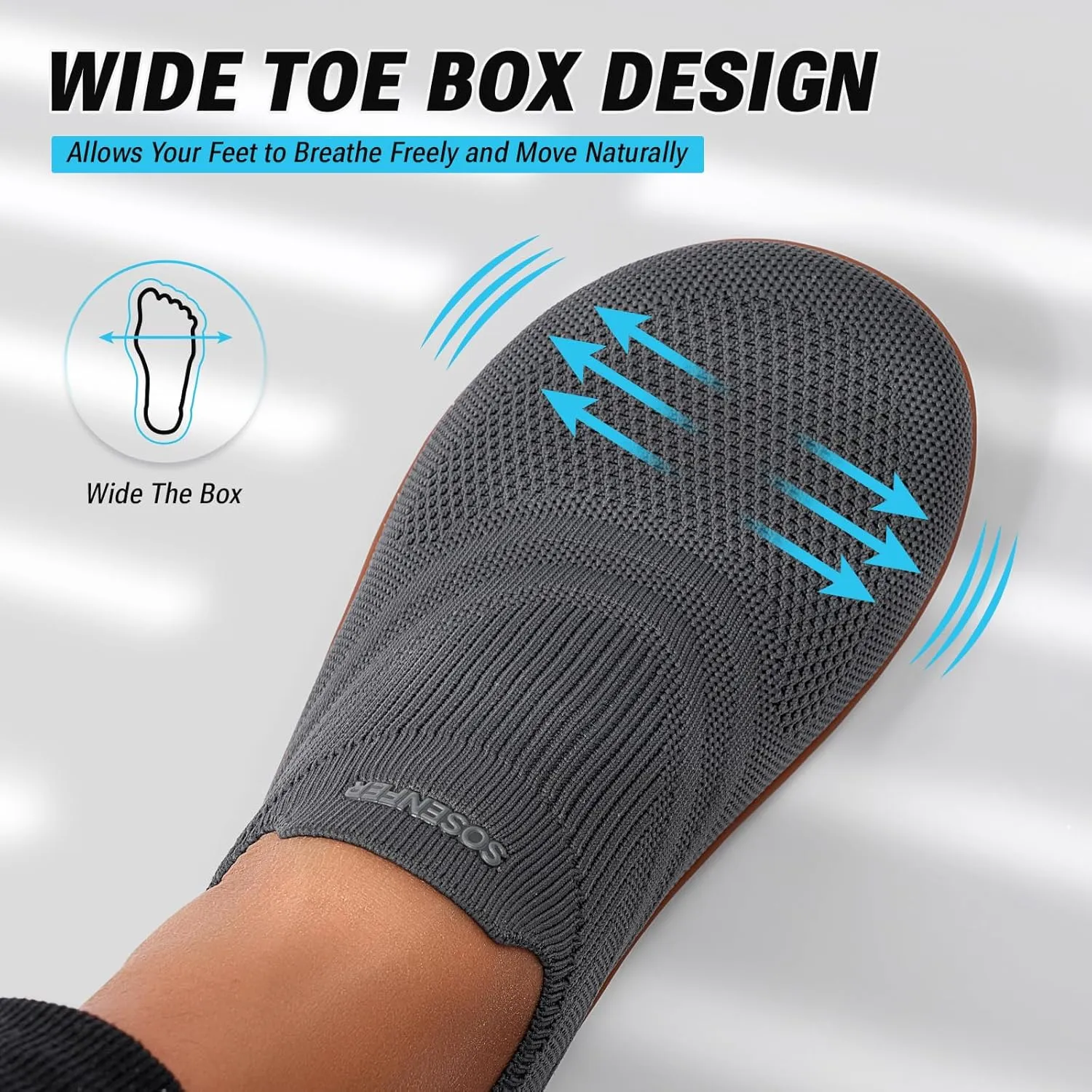 Sosenfer Women Slip On Barefoot Shoes Men Wide Minimalist Barefoot Sneakers Hands Free Workout Zero Drop Sole Walking Shoes for Unisex
