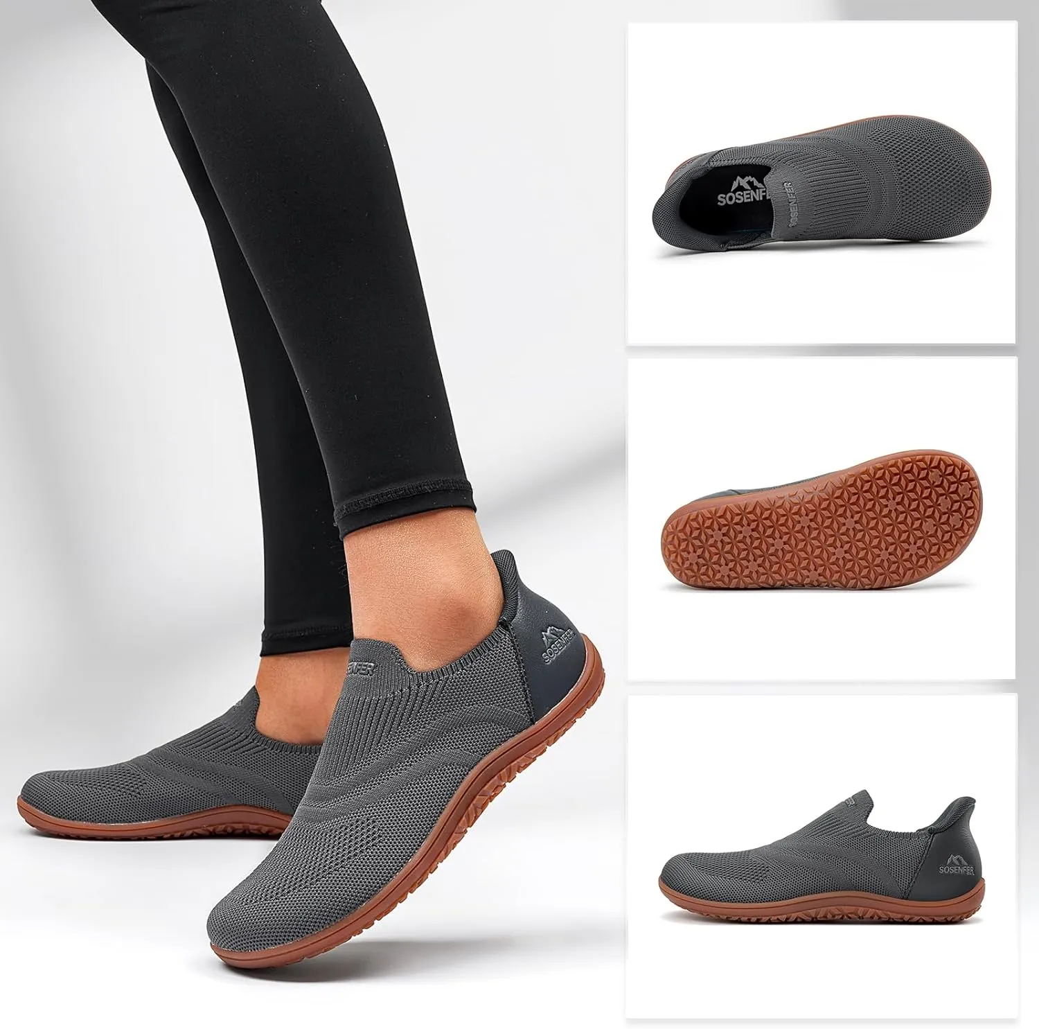 Sosenfer Women Slip On Barefoot Shoes Men Wide Minimalist Barefoot Sneakers Hands Free Workout Zero Drop Sole Walking Shoes for Unisex