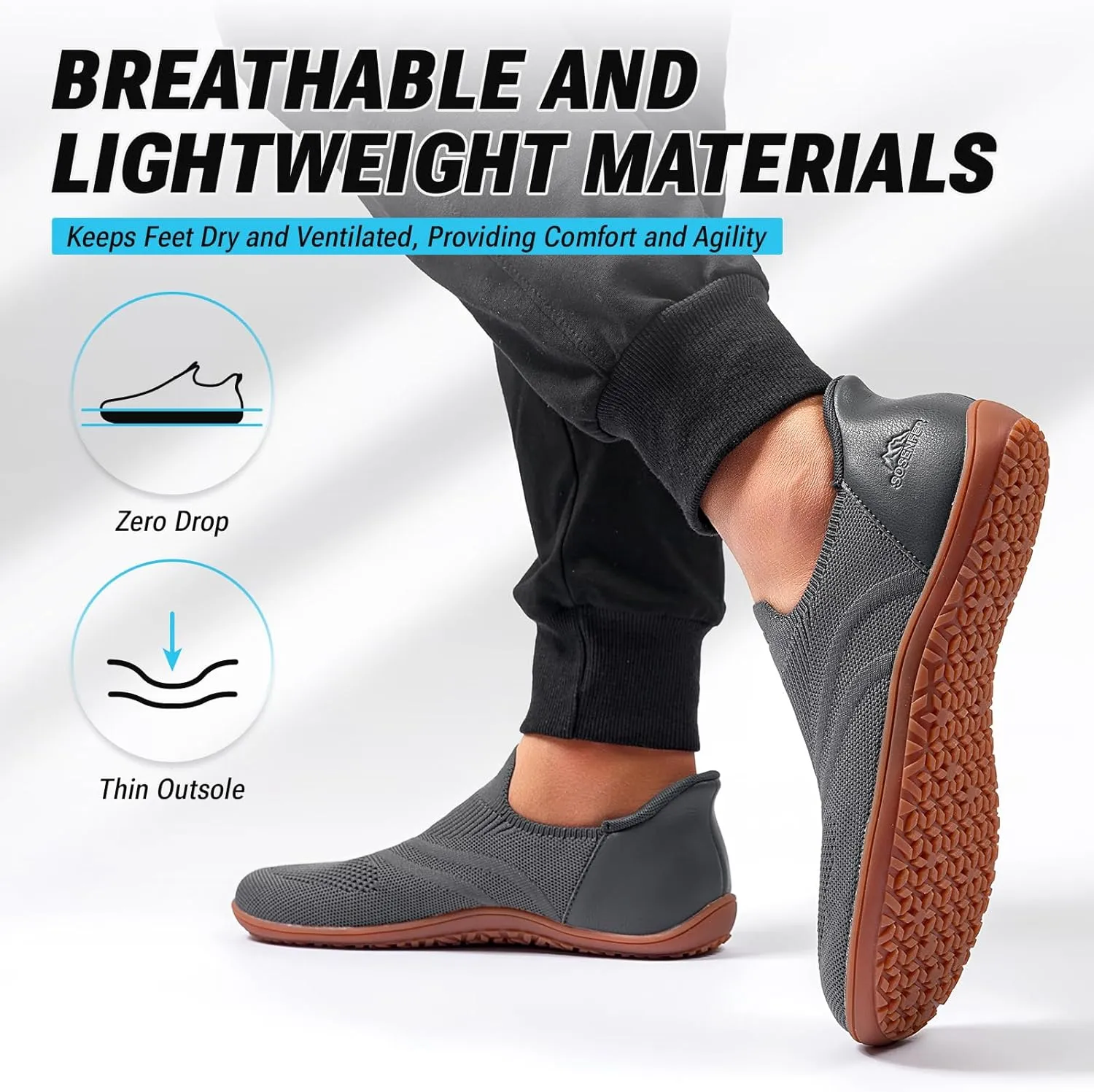 Sosenfer Women Slip On Barefoot Shoes Men Wide Minimalist Barefoot Sneakers Hands Free Workout Zero Drop Sole Walking Shoes for Unisex