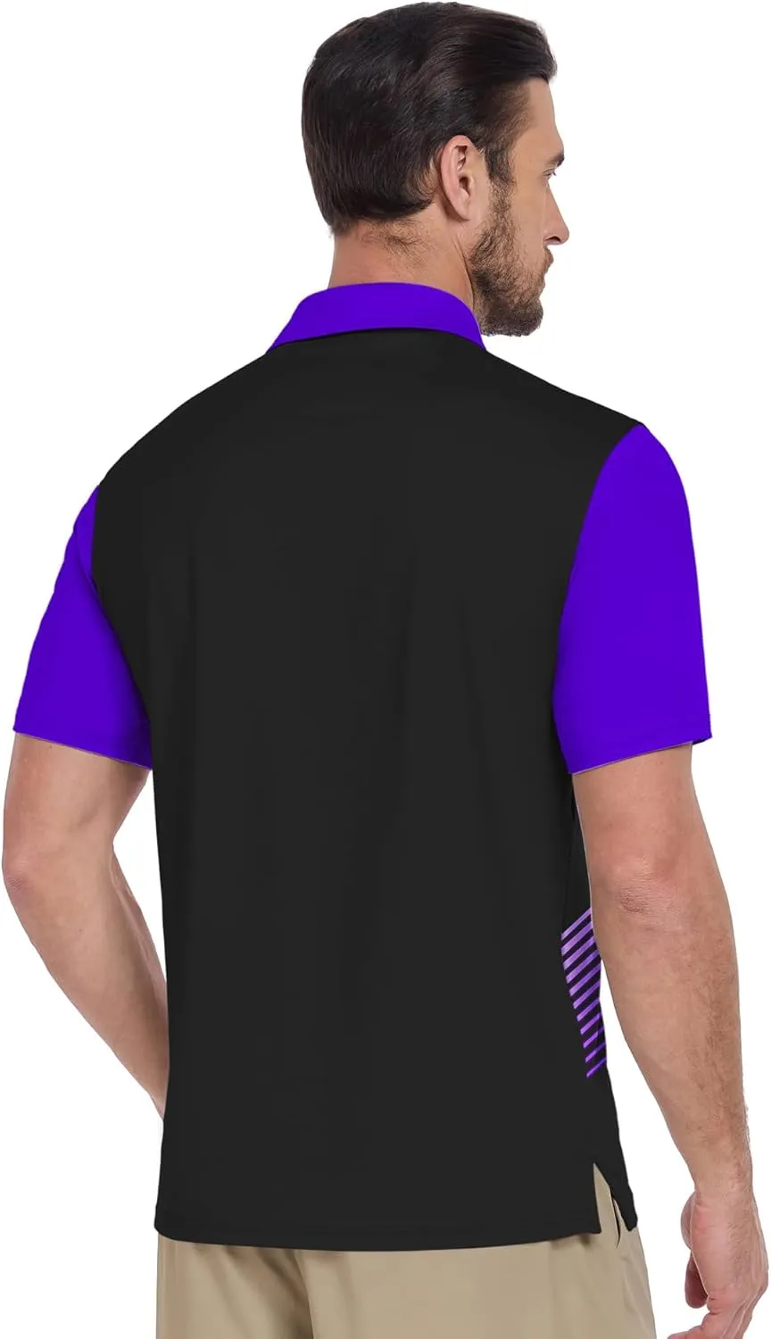 ZITY Men's Golf Shirts Short Sleeve Moisture Wicking Performance Print Patterns Casual Collared Golf Polo Shirt for Men